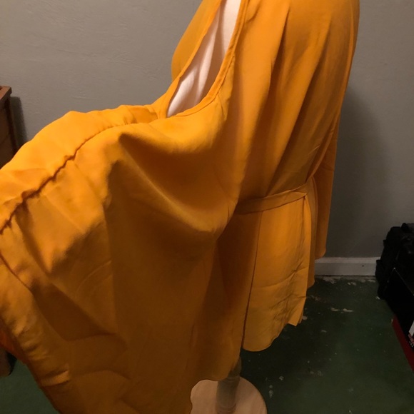 COLD SHOULDER RUFFLED SHEER BLOUSE WITH LINING. TUNIC LENGTH . - Picture 4 of 6